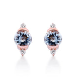 Charles 10K Rose Gold Round-Cut Brazilian Aquamarine Earrings