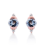 Charles 10K Rose Gold Round-Cut Brazilian Aquamarine Earrings