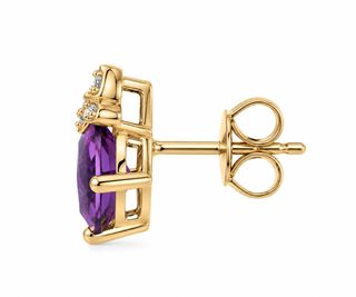 Ashlyn 10K Yellow Gold Cushion-Cut Amethyst Earring