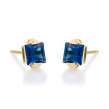 Audrey 10K Yellow Gold Square-Cut Brazilian London Blue Topaz Earrings