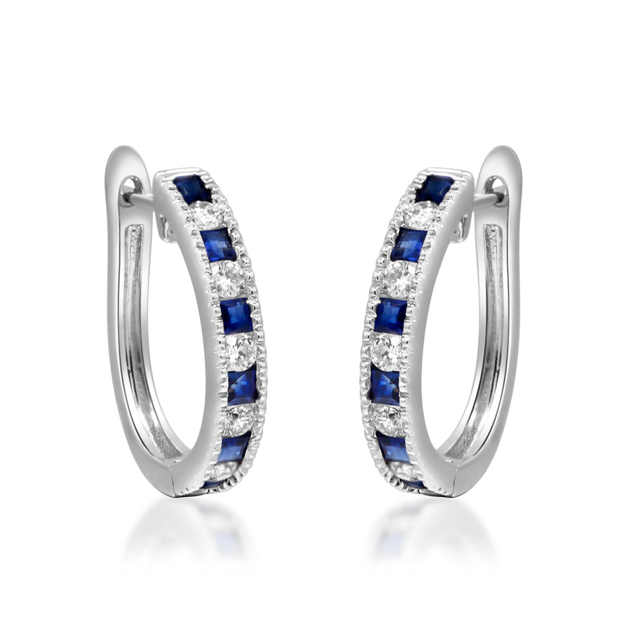 Ruth 14K White Gold Square-Cut Ceylon Blue Sapphire Earring