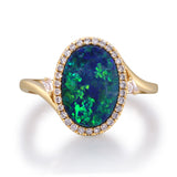 Cosmic Dawn Duplet Opal & Diamond Ring