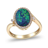 Cosmic Dawn Duplet Opal & Diamond Ring