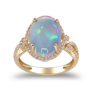 Maya 14K Yellow Gold Oval-Cut Ethiopian Opal Ring