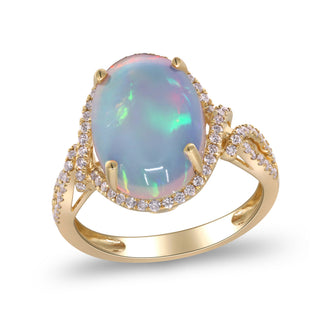 Maya 14K Yellow Gold Oval-Cut Ethiopian Opal Ring