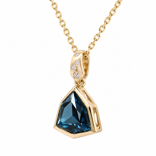 Abby 14K Yellow Gold Trillion-Cut Brazilian London Blue Topaz Pendant