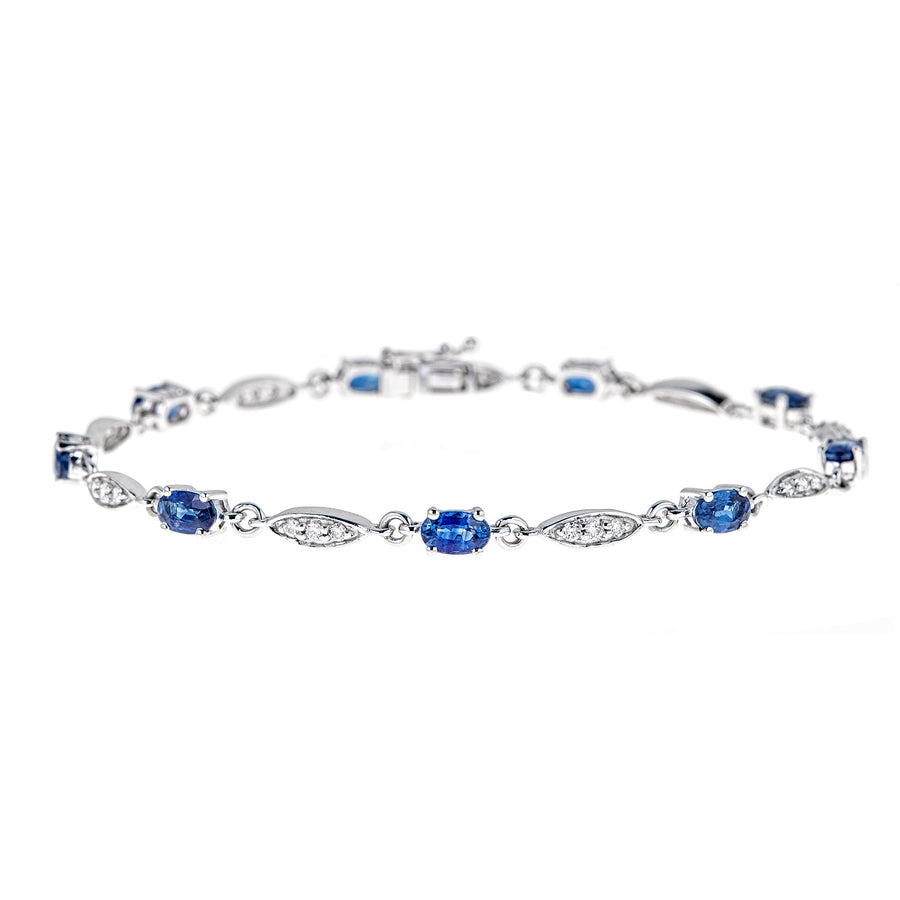 Gianna 10K White Gold Oval-Cut Blue Sapphire Bracelet