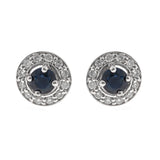 Delilah 10K White Gold Round-Cut Blue Sapphire Earrings