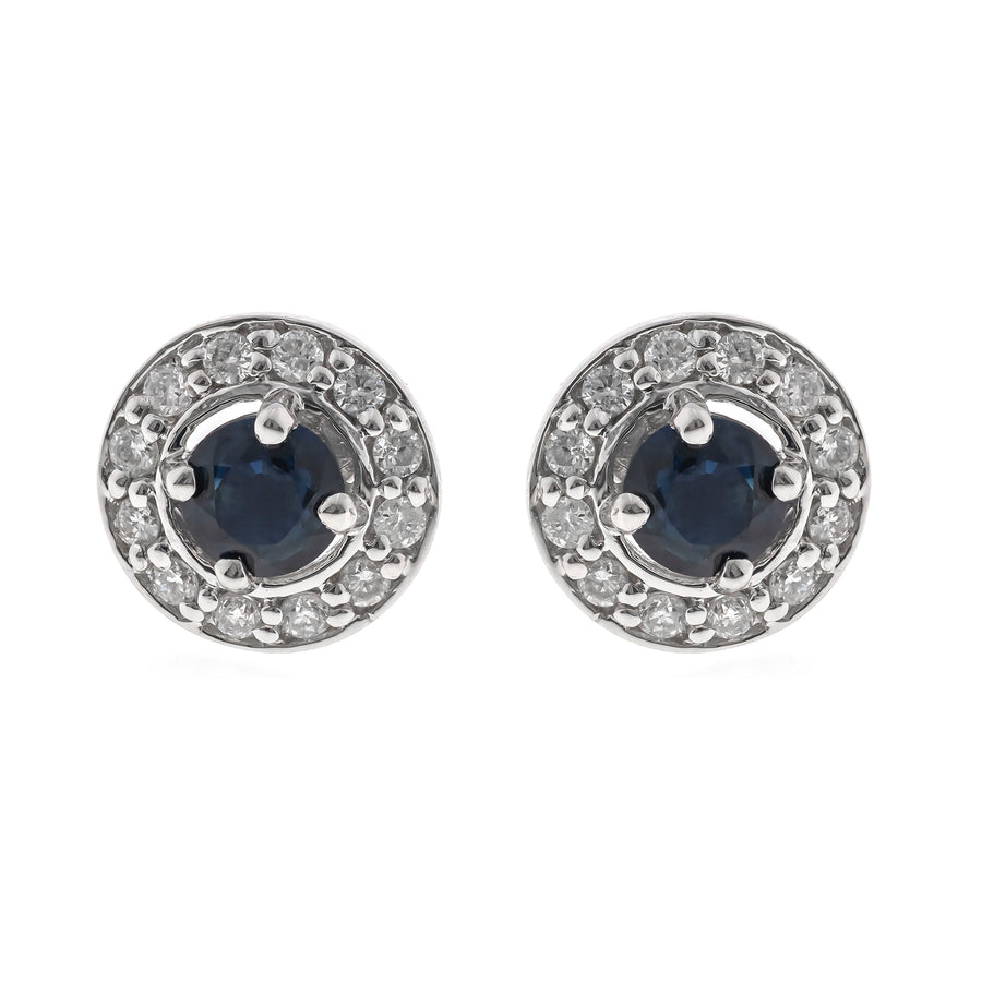 Delilah 10K White Gold Round-Cut Blue Sapphire Earrings