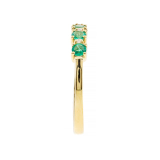 Enchanting Splendor: Esmeralda 10K Yellow Gold Round-Cut Natural Zambian Emerald Ring