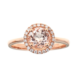 Alina 10K Rose Gold Round-Cut Madagascar Morganite Ring