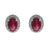 Sadie 10K White Gold Oval-Cut Mozambique Ruby Earring