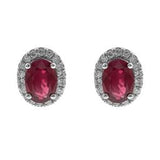 Sadie 10K White Gold Oval-Cut Mozambique Ruby Earring