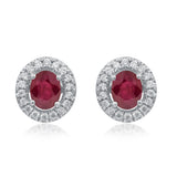 Sara 10K White Gold Oval-Cut Mozambique Ruby Earring