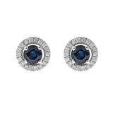 Genesis 10K White Gold Round-Cut Blue Sapphire Earrings
