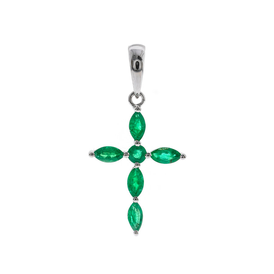 Gia 10K White Gold Round-Cut Natural Zambian Emerald Pendant