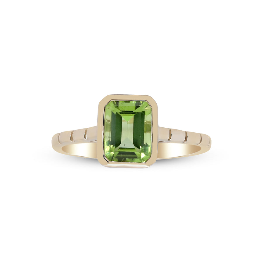 Ainoi 14K Yellow Gold Free Emerald-Cut Peridot Ring