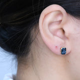 Lucy 10K Yellow Gold Emerald-Cut Brazilian London Blue Topaz Earrings