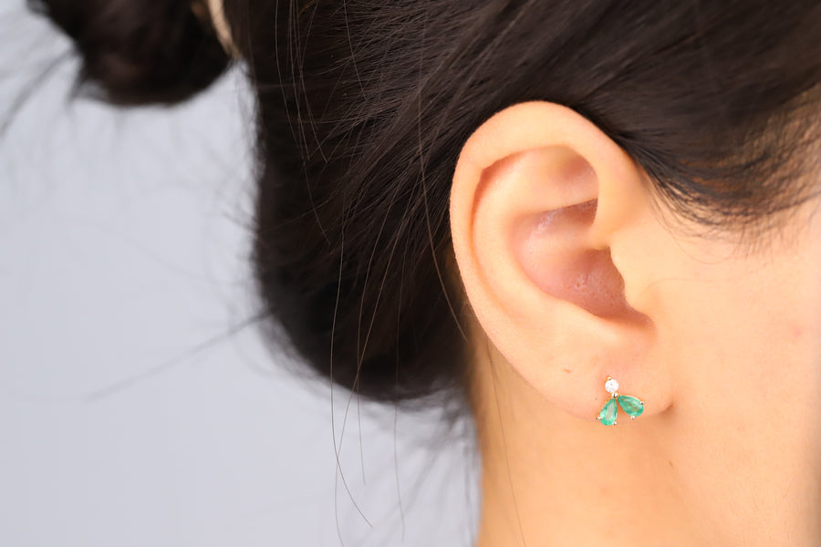 Eden 10K Yellow Gold Pear-Cut Zambian Emerald Earring