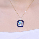 Madison 14K Yellow Gold Round-Cut Arizona Turquoise Pendant
