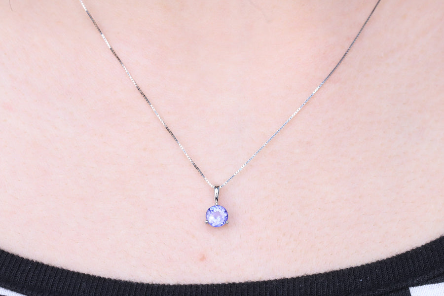 Aria 10K White Gold Round-Cut Tanzanian Tanzanite Pendant