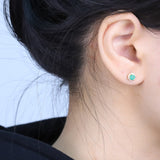 Sandra 10K Yellow Gold Round-Cut Emerald Earrings