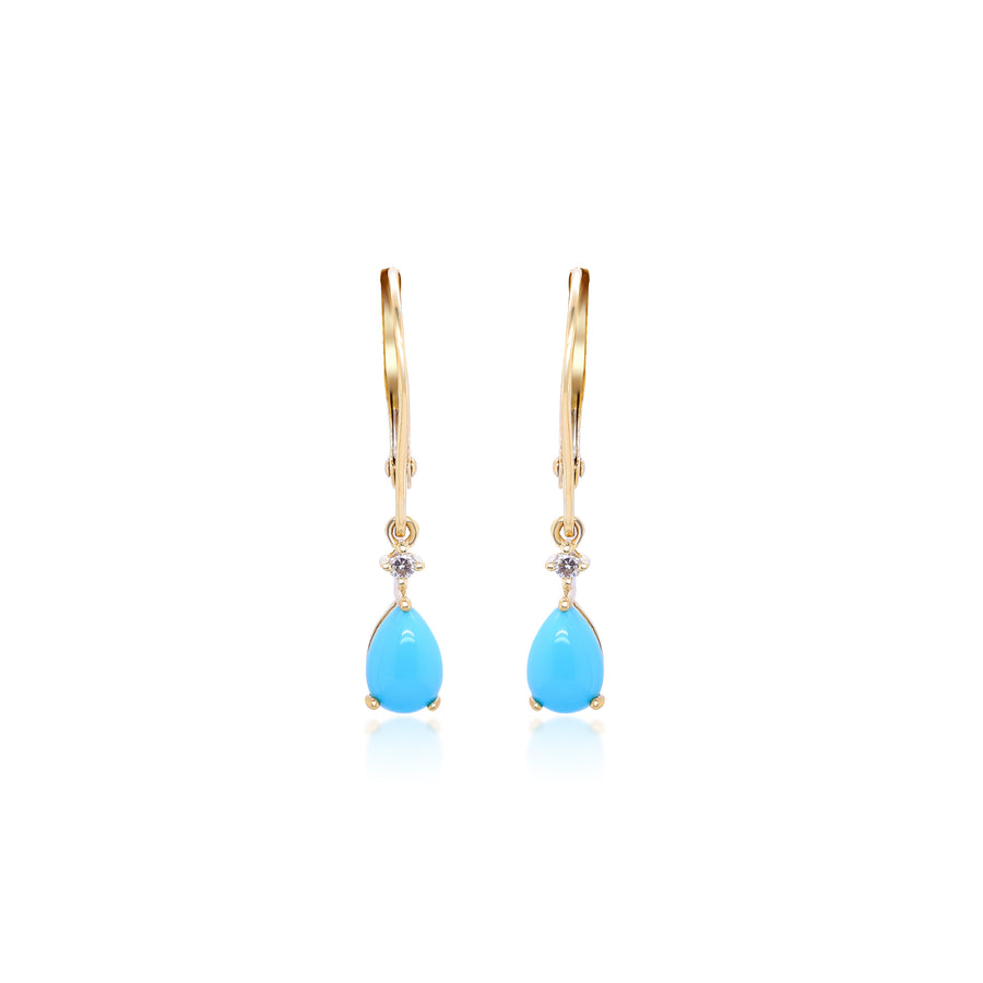 Natalie 10K Yellow Gold Pear-Cut Turquoise Earrings
