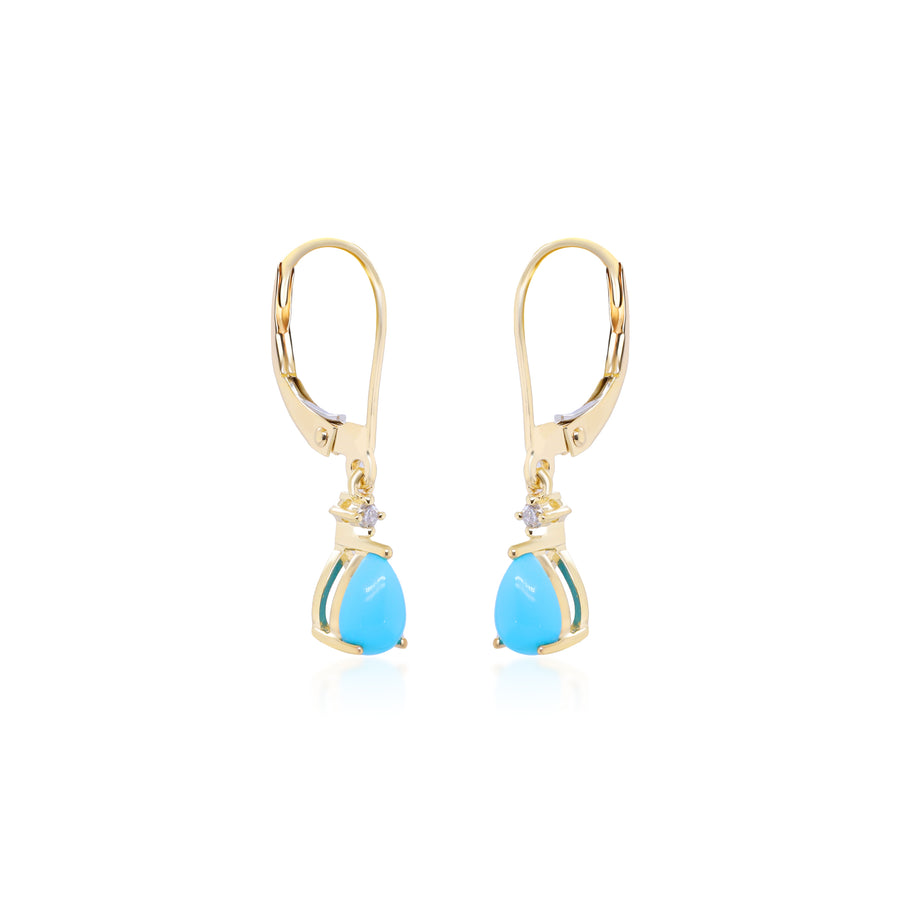 Natalie 10K Yellow Gold Pear-Cut Turquoise Earrings