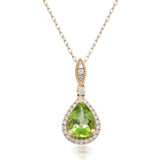Violet 14K Yellow Gold Pear-Cut Manchurian Peridot Pendant