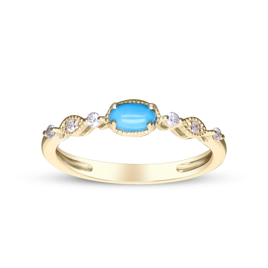Hailey 10K Yellow Gold Round-Cut Arizona Turquoise Ring