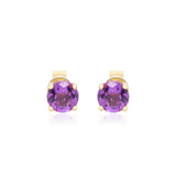 Mila 10K Yellow Gold Round-Shape Brazilian Amethyst Earring