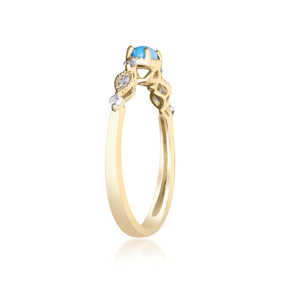 Hailey 10K Yellow Gold Round-Cut Arizona Turquoise Ring