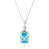 Adelina 10K White Gold Cushion-Cab Arizona Turquoise Pendant