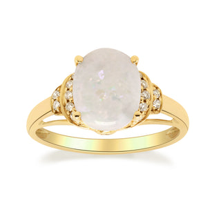 Aleah 10K Yellow Gold Oval-Cut Natural African Opal Ring