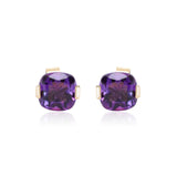 Sofia 10K Yellow Gold Cushion-Cut Amethyst Earring