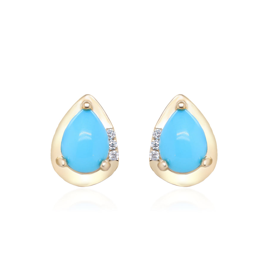 Lillian 10K Yellow Gold Pear-Cut Turquoise Earring