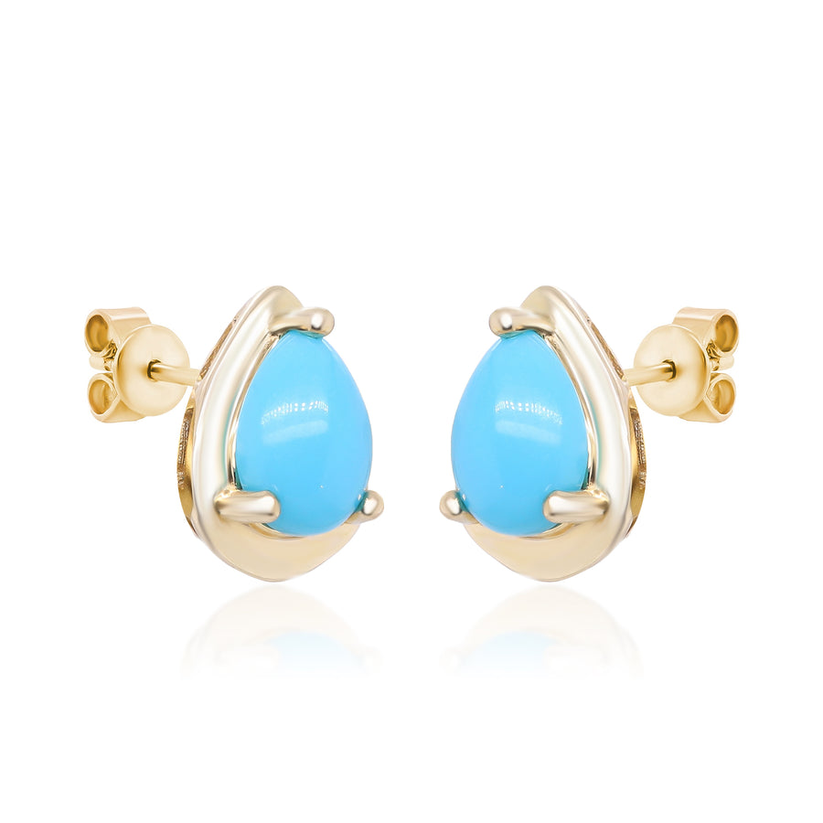 Lillian 10K Yellow Gold Pear-Cut Turquoise Earring