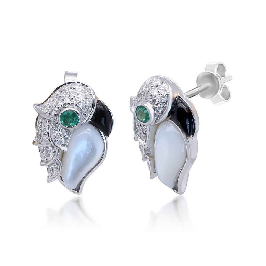 Aaliyah 14K White Gold Round-Cut Natural Zambian Emerald Earrings