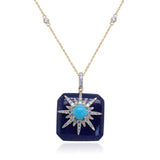 Madison 14K Yellow Gold Round-Cut Arizona Turquoise Pendant
