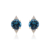 Gabriel 10K Yellow Gold Round-Cut Brazilian London Blue Topaz Earrings