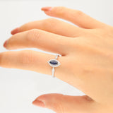 Amelia 10K White Gold Marquise-Cut Blue Sapphire Ring