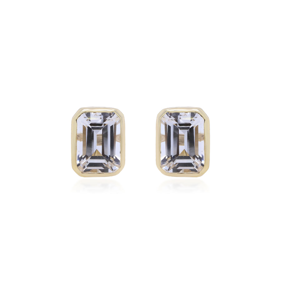 Everett 10K Yellow Gold Emerald-Cut White Topaz Earrings