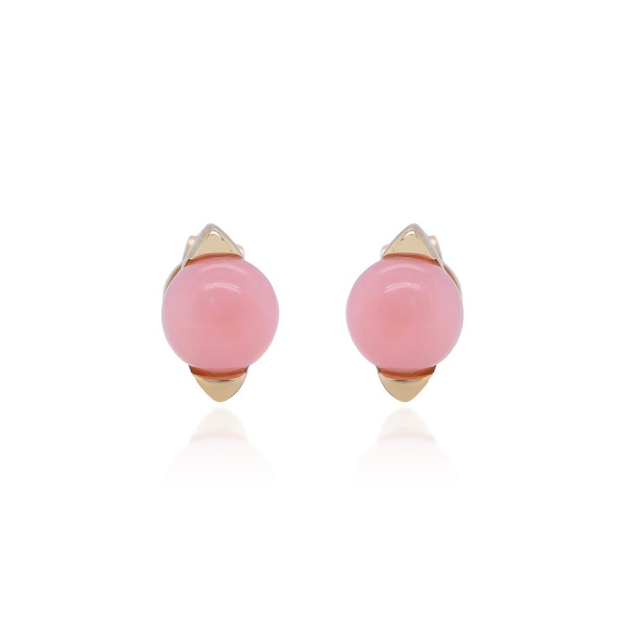 Kaylee 10K Yellow Gold Round-Cut Peruvian Pink Opal Earrings