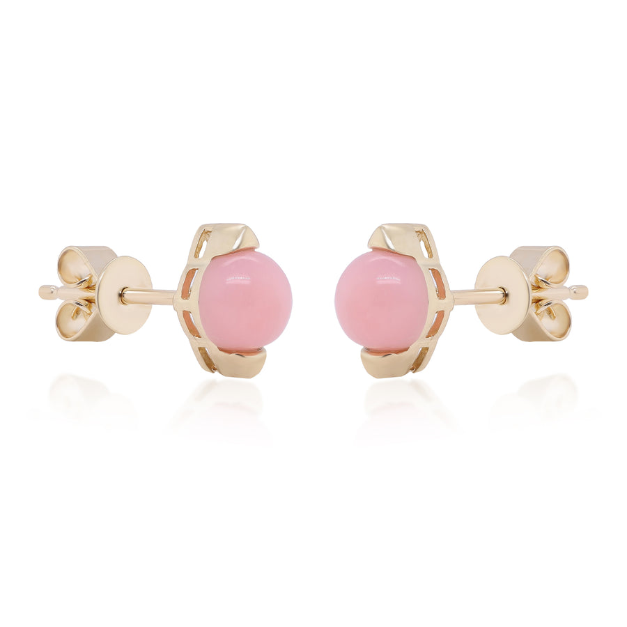 Kaylee 10K Yellow Gold Round-Cut Peruvian Pink Opal Earrings