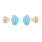 Georgia 10K Yellow Gold Round-Cut Turquoise Earring