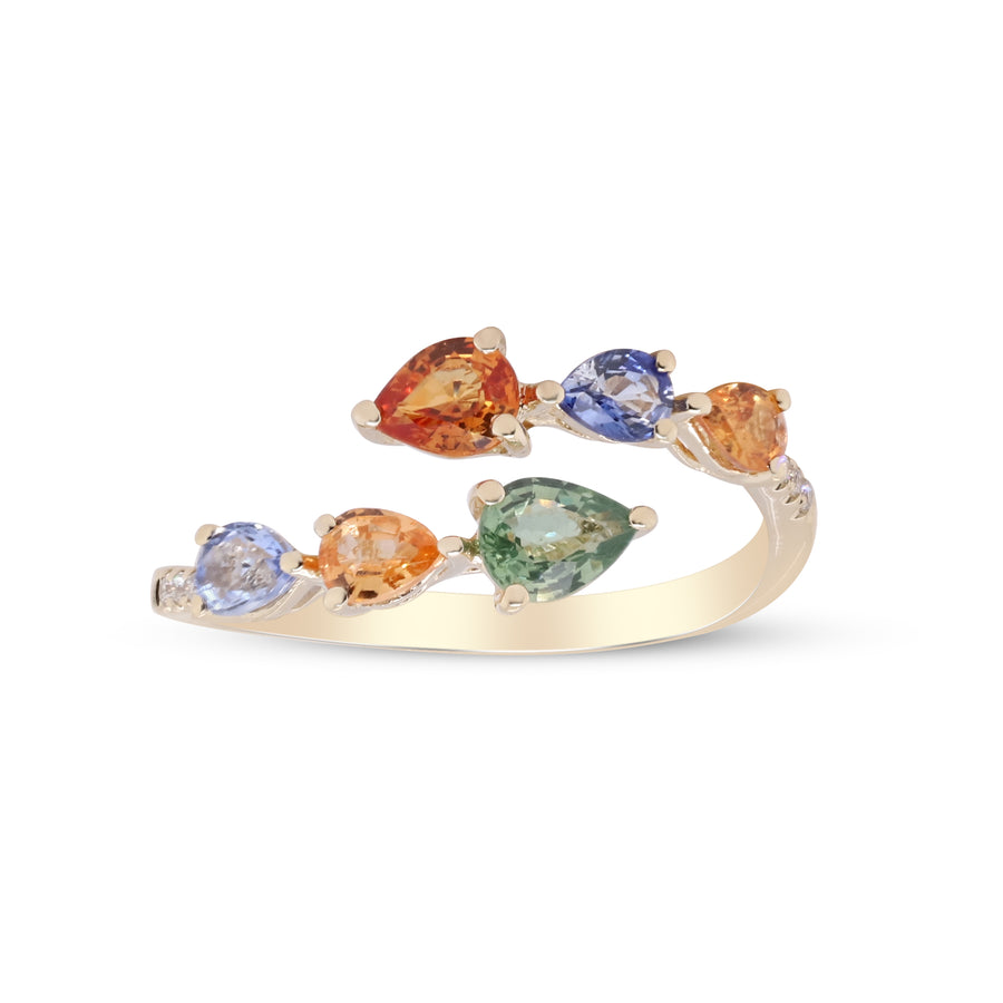 Sienna 10K Yellow Gold Pear-Cut Multi Sapphire Ring