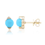 Georgia 10K Yellow Gold Round-Cut Turquoise Earring