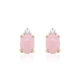 Oaklynn 10K Yellow Gold Oval-Cut Peruvian Pink Opal Earrings