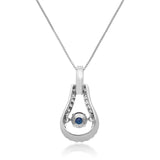 Aubriella 10K White Gold Round-Cut Ceylon Blue Sapphire Pendant