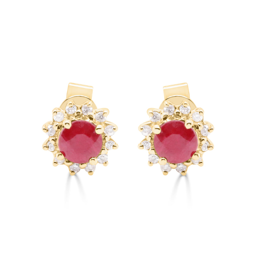 Chloe 14K Yellow Gold Round-Cut Ruby Earrings